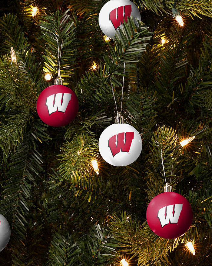 Wisconsin Badgers 12 Pack Ball Ornament Set Foco - FOCO.com