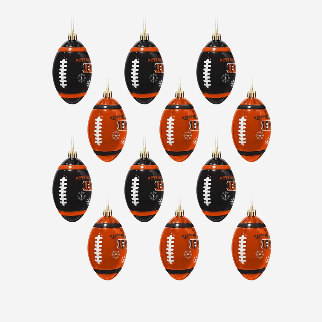 Cincinnati Bengals 12 Pack Football Ornament Set FOCO - FOCO.com