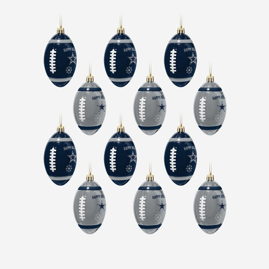 Dallas Cowboys 12 Pack Football Ornament Set FOCO - FOCO.com