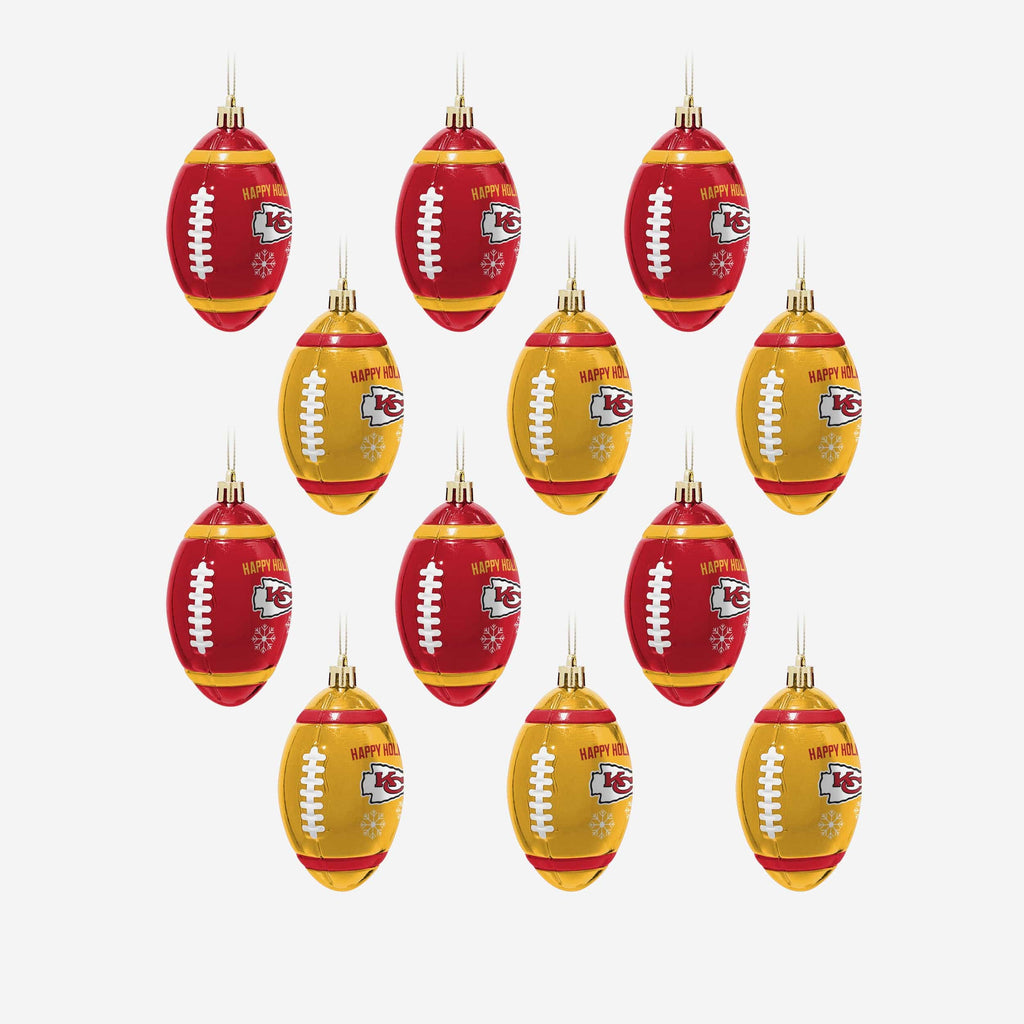 Kansas City Chiefs 12 Pack Football Ornament Set FOCO - FOCO.com