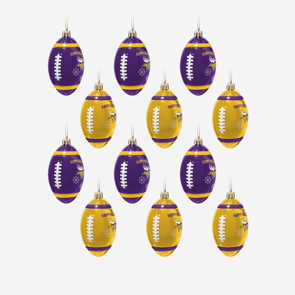 Minnesota Vikings 12 Pack Football Ornament Set FOCO - FOCO.com