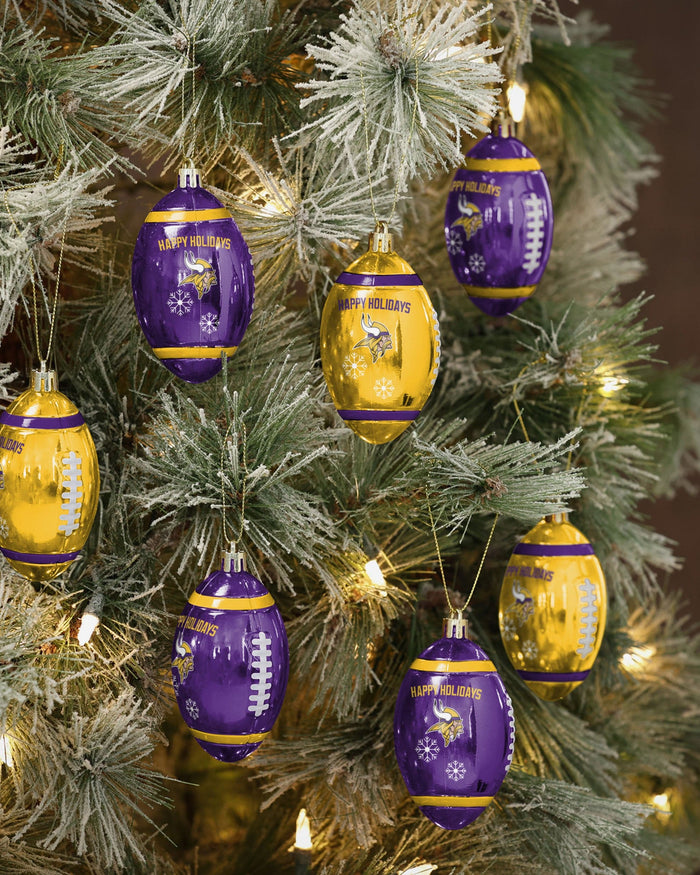 Minnesota Vikings 12 Pack Football Ornament Set FOCO - FOCO.com