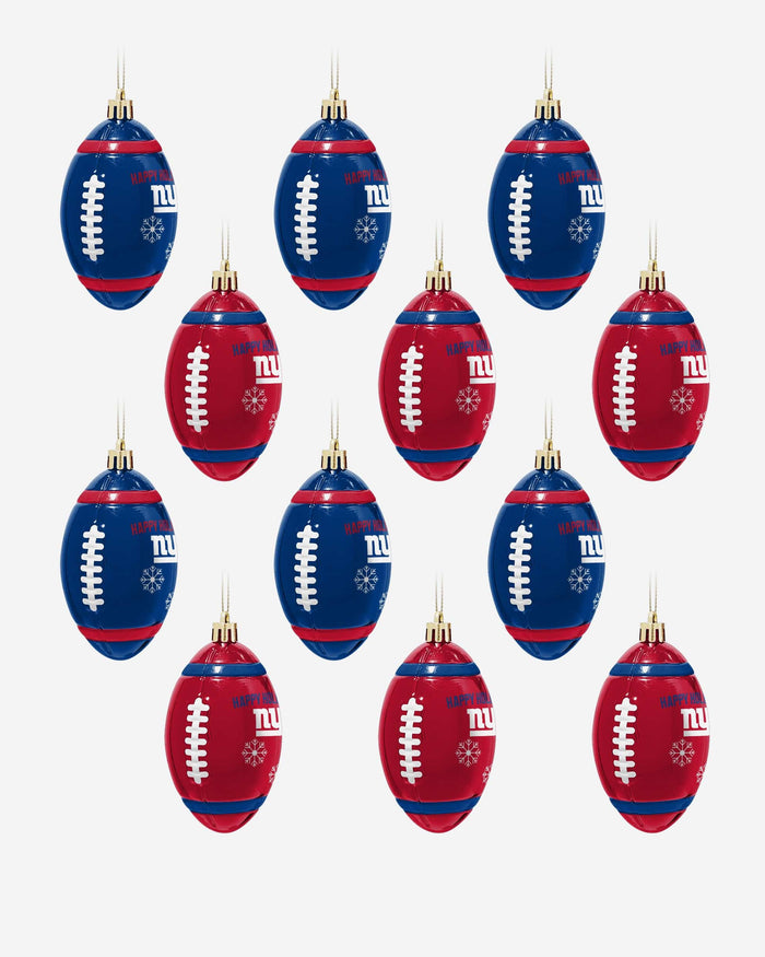 New York Giants 12 Pack Football Ornament Set FOCO - FOCO.com