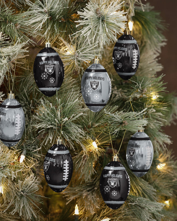 Las Vegas Raiders 12 Pack Football Ornament Set FOCO - FOCO.com