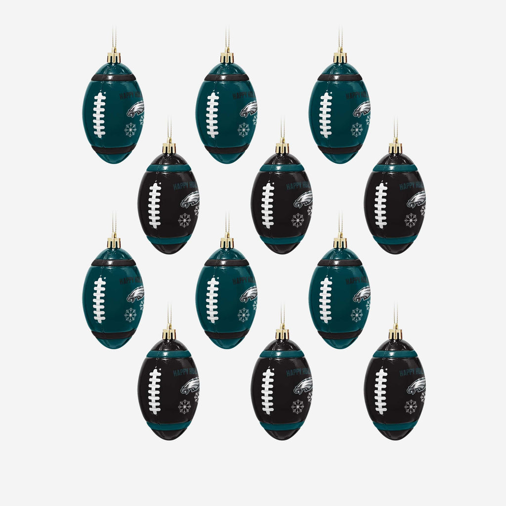 Philadelphia Eagles 12 Pack Football Ornament Set FOCO - FOCO.com