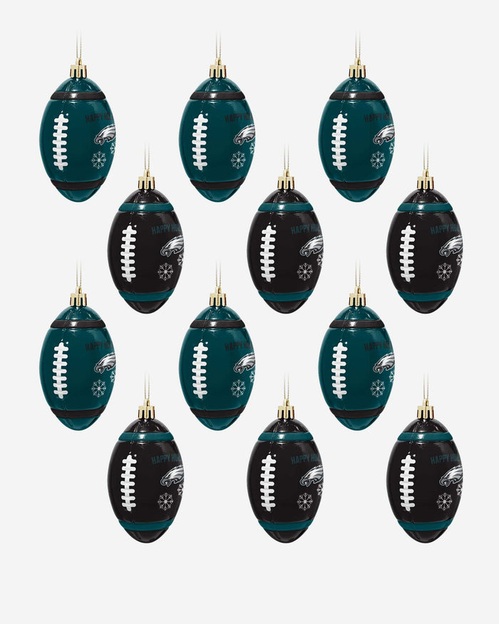 Philadelphia Eagles 12 Pack Football Ornament Set FOCO - FOCO.com