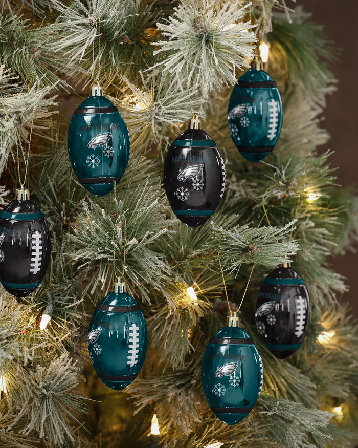 Philadelphia Eagles 12 Pack Football Ornament Set FOCO - FOCO.com