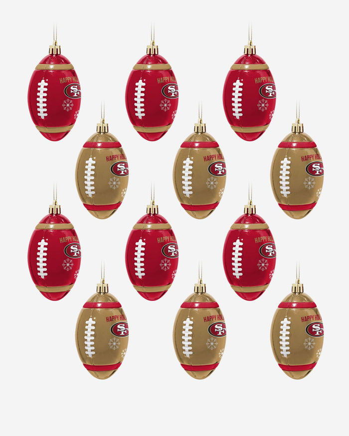 San Francisco 49ers 12 Pack Football Ornament Set FOCO - FOCO.com