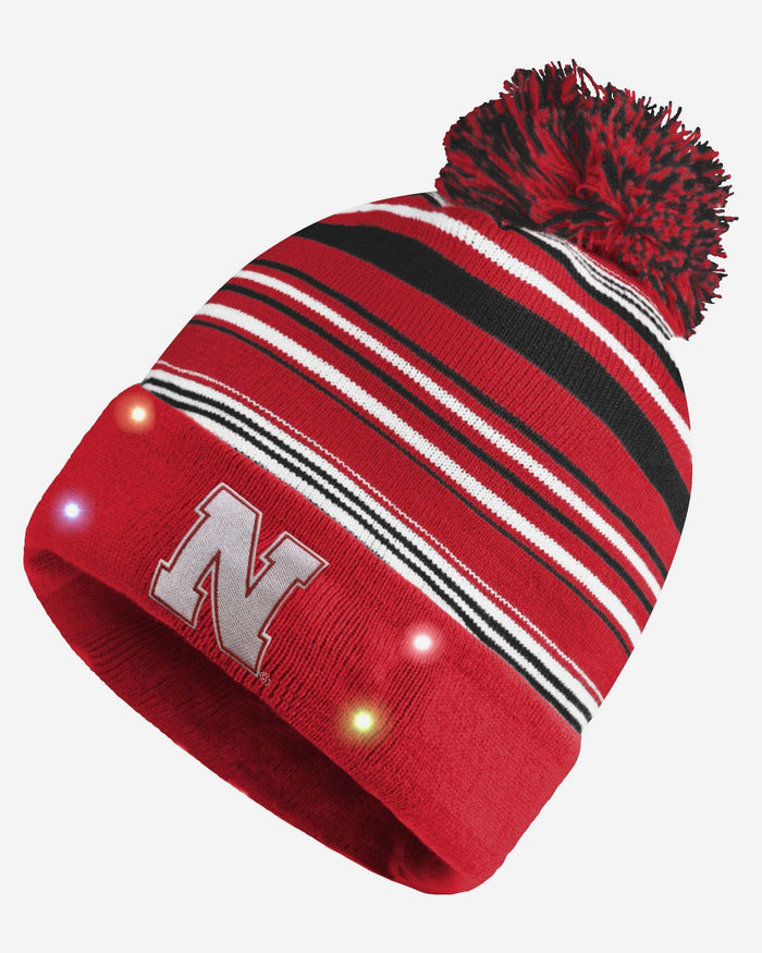 Nebraska Cornhuskers Horizontal Stripe Light Up Beanie FOCO - FOCO.com