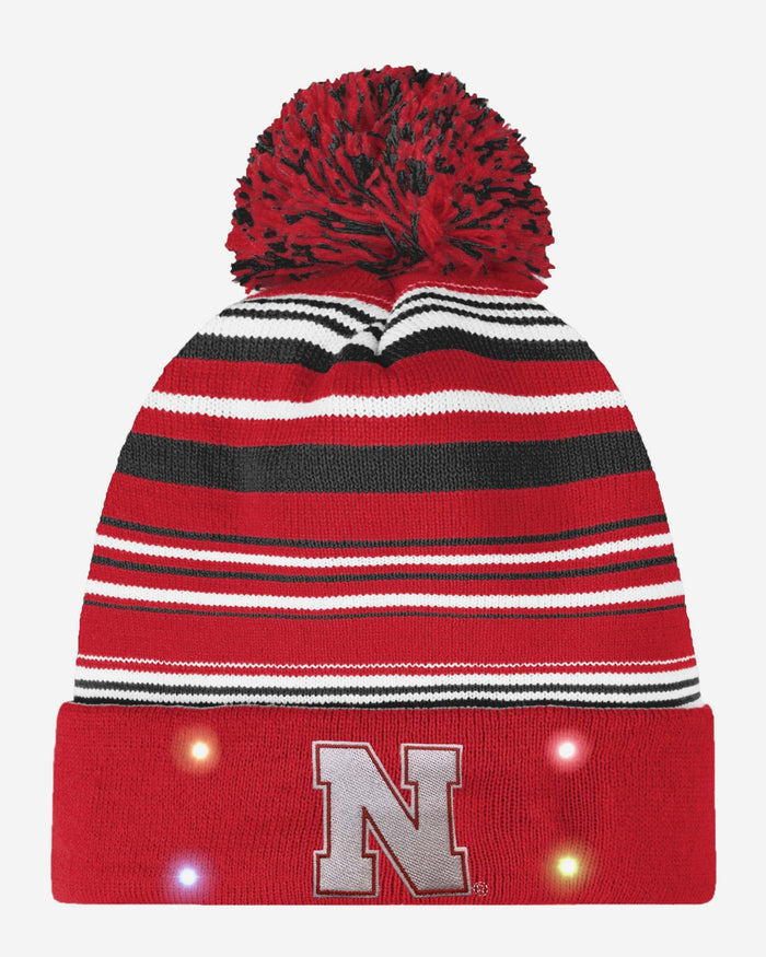 Nebraska Cornhuskers Horizontal Stripe Light Up Beanie FOCO - FOCO.com