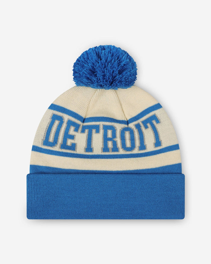 Detroit Lions Heritage Stripe Retro Logo Pom Beanie FOCO - FOCO.com