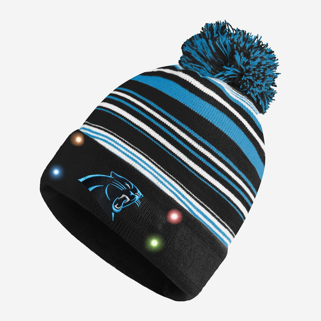 Carolina Panthers Horizontal Stripe Light Up Beanie FOCO - FOCO.com