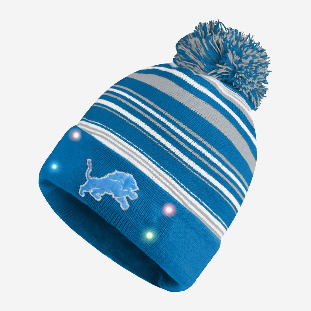 Detroit Lions Horizontal Stripe Light Up Beanie FOCO - FOCO.com