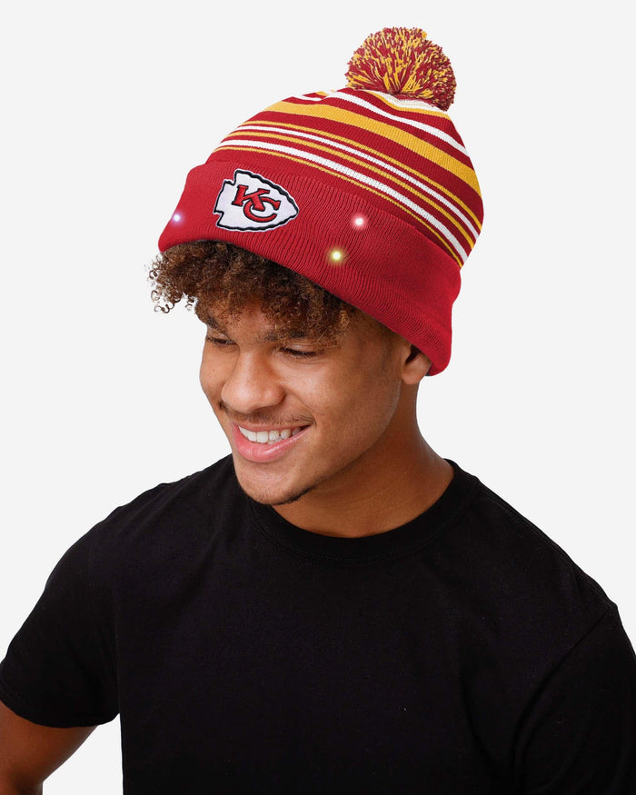 Kansas City Chiefs Horizontal Stripe Light Up Beanie FOCO - FOCO.com