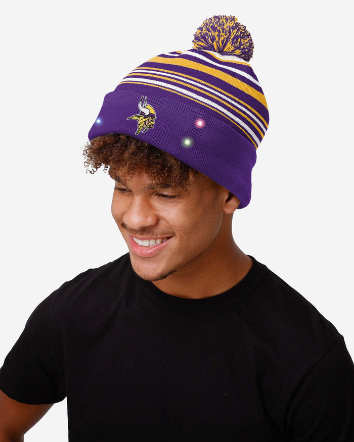 Minnesota Vikings Horizontal Stripe Light Up Beanie FOCO - FOCO.com