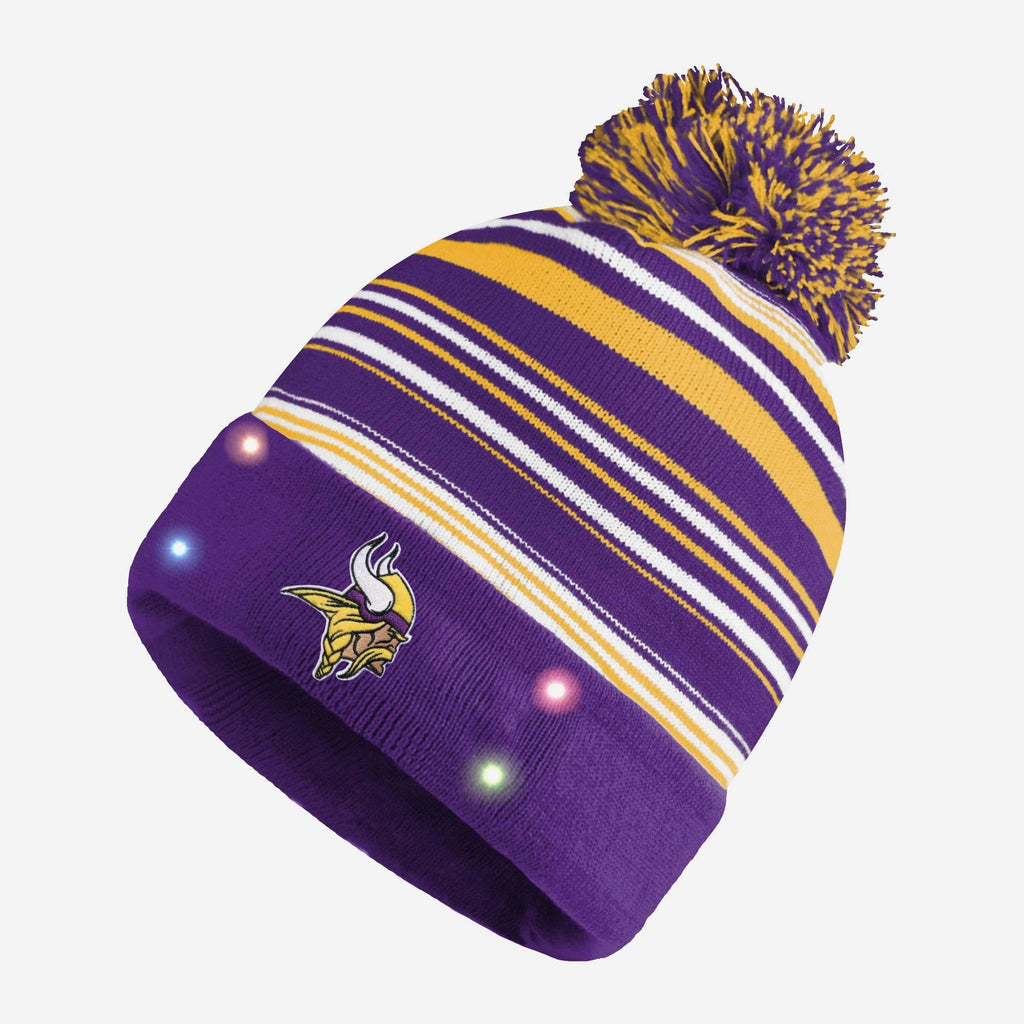 Minnesota Vikings Horizontal Stripe Light Up Beanie FOCO - FOCO.com