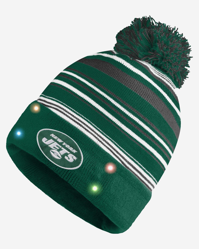 New York Jets Horizontal Stripe Light Up Beanie FOCO - FOCO.com