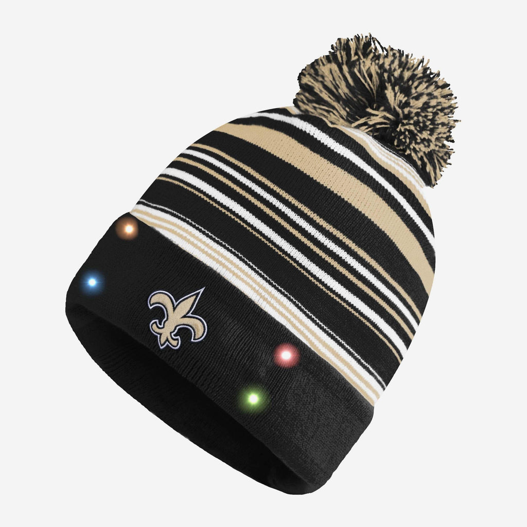 New Orleans Saints Horizontal Stripe Light Up Beanie FOCO