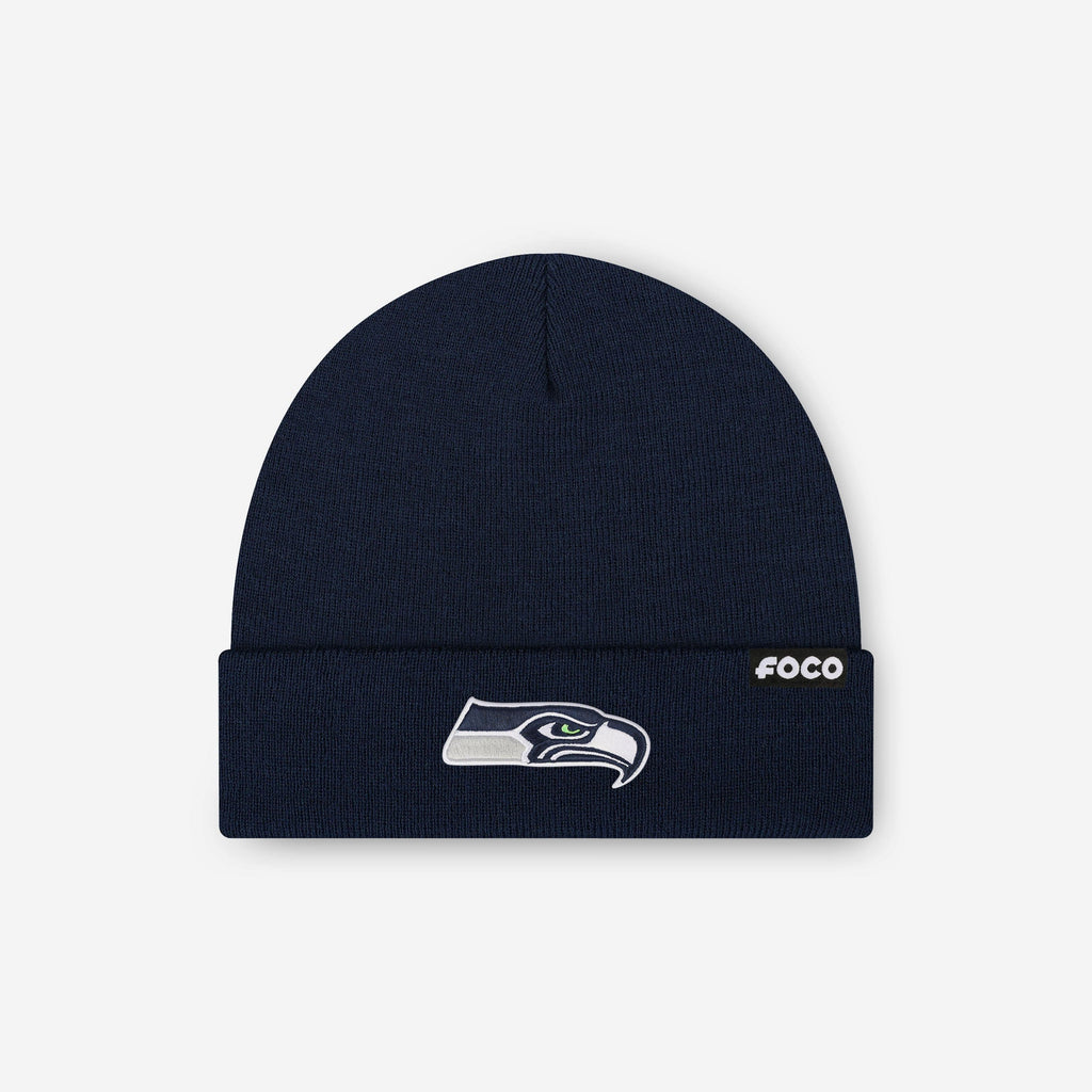 Seattle Seahawks Basic Primary Logo Beanie FOCO Navy - FOCO.com