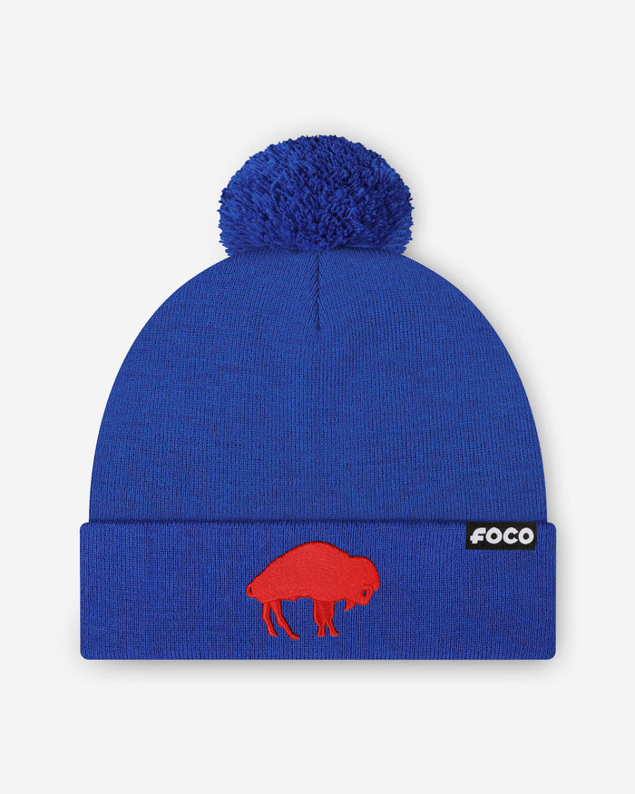 Buffalo Bills Basic Retro Logo Pom Beanie FOCO - FOCO.com