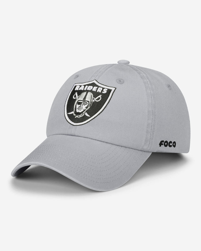 Las Vegas Raiders Primary Logo Casual Cap FOCO Silver - FOCO.com