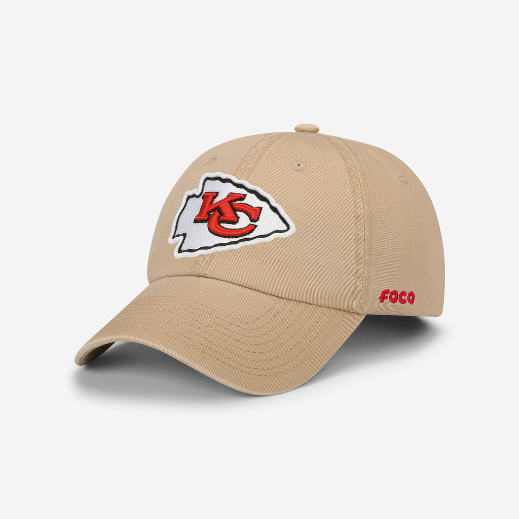 Kansas City Chiefs Khaki Primary Logo Casual Cap FOCO - FOCO.com