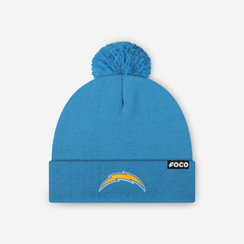 Los Angeles Chargers Basic Primary Logo Pom Beanie FOCO - FOCO.com