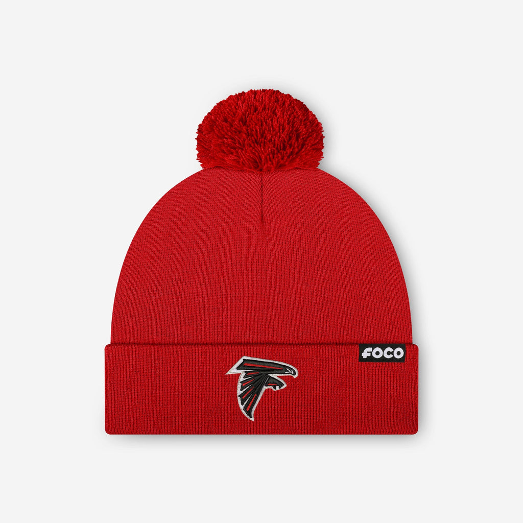 Atlanta Falcons Basic Primary Logo Pom Beanie FOCO Red - FOCO.com