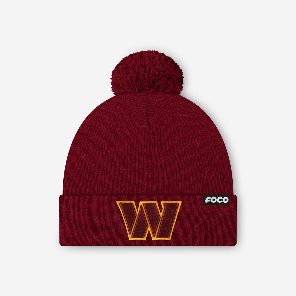 Washington Commanders Basic Primary Logo Pom Beanie FOCO - FOCO.com