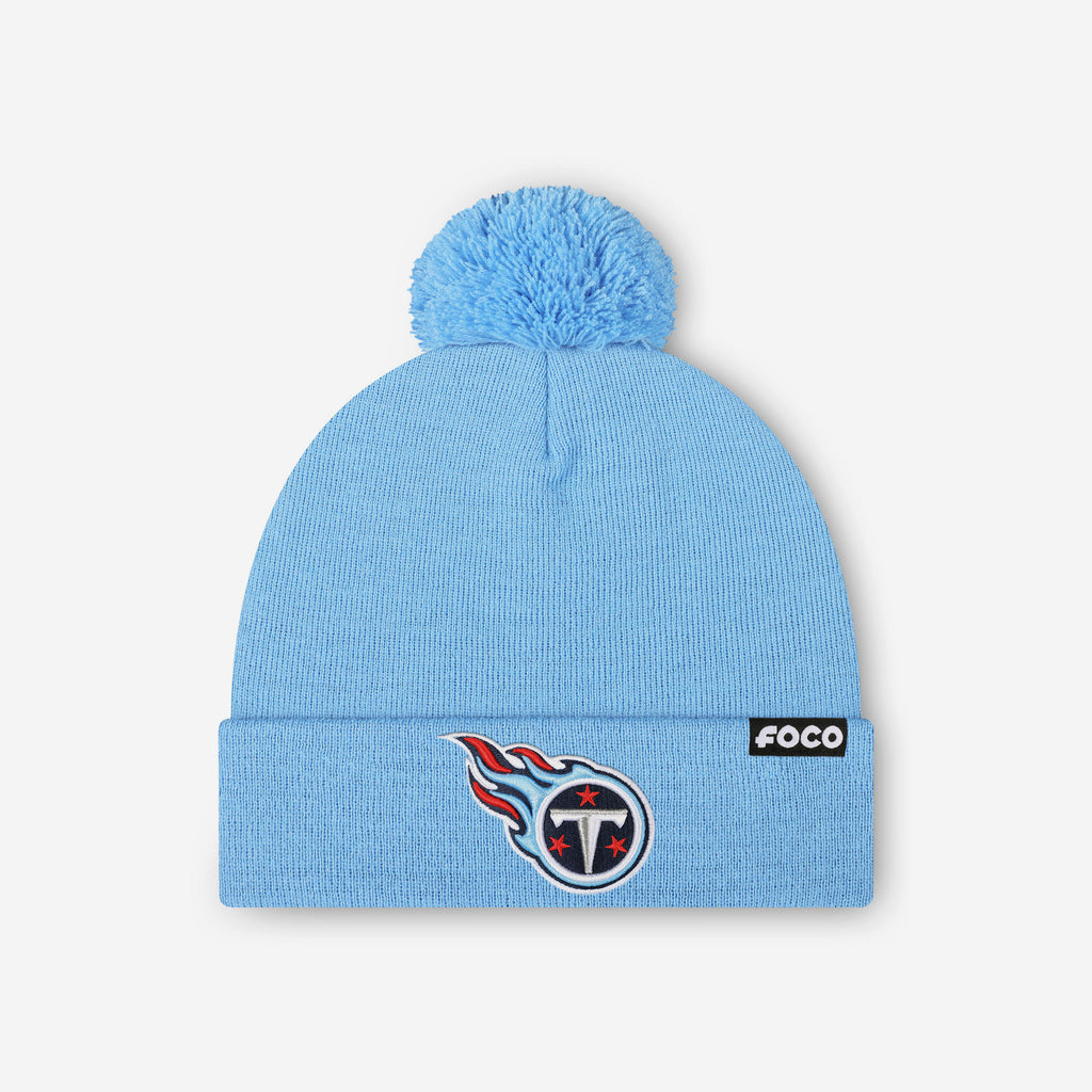 Tennessee Titans Basic Primary Logo Pom Beanie FOCO - FOCO.com