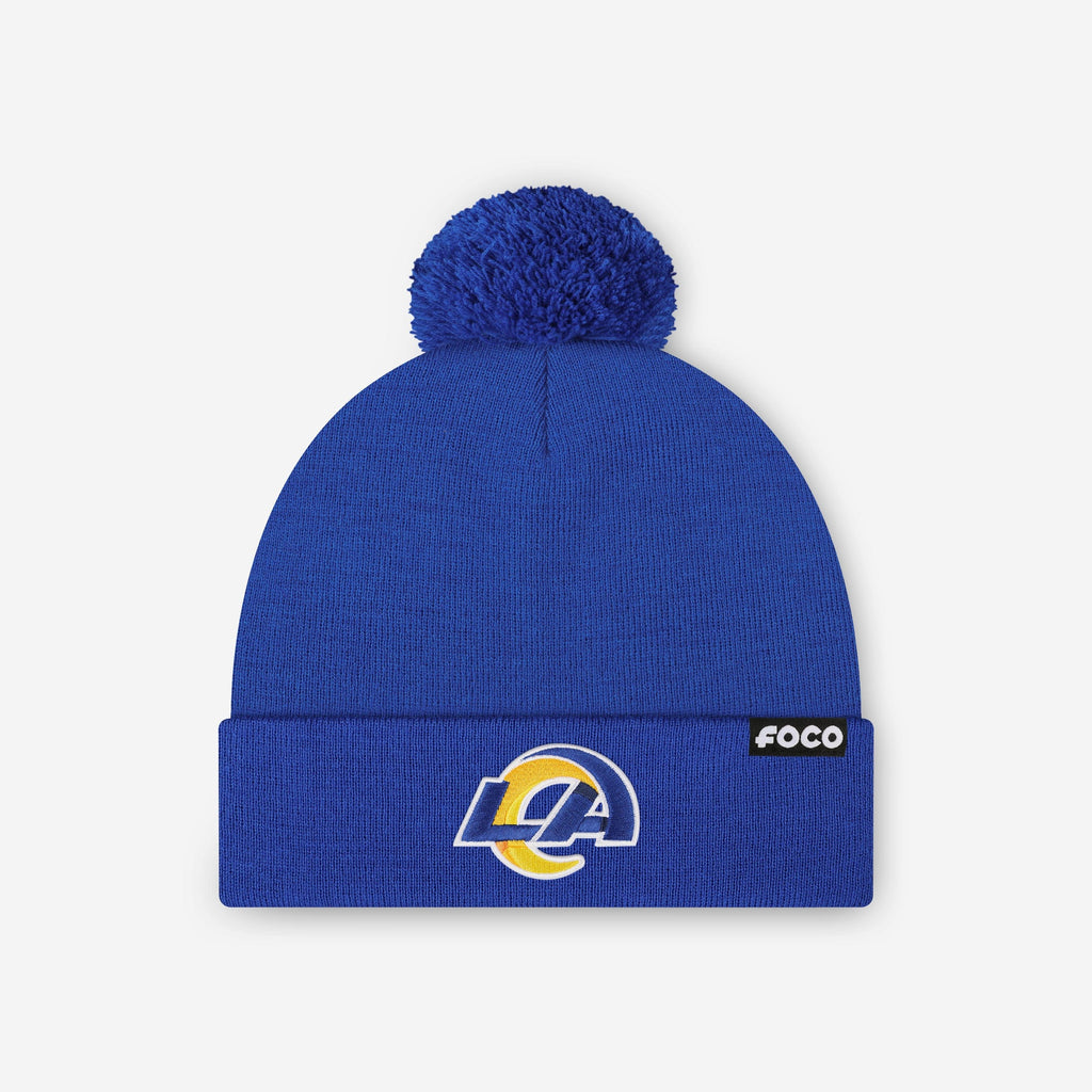 Los Angeles Rams Basic Primary Logo Pom Beanie FOCO - FOCO.com