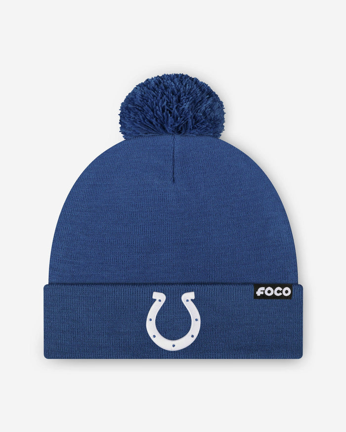 Indianapolis Colts Basic Primary Logo Pom Beanie FOCO - FOCO.com