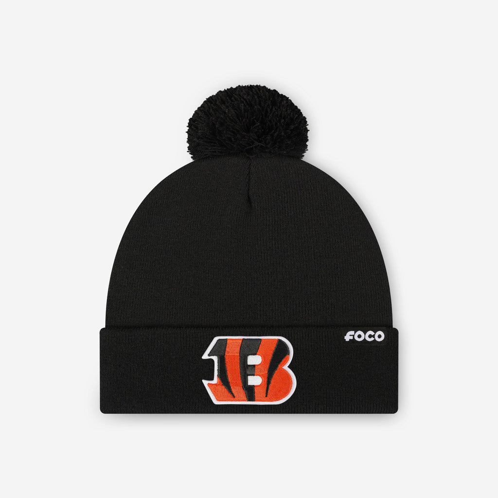 Cincinnati Bengals Basic Primary Logo Pom Beanie FOCO Black - FOCO.com