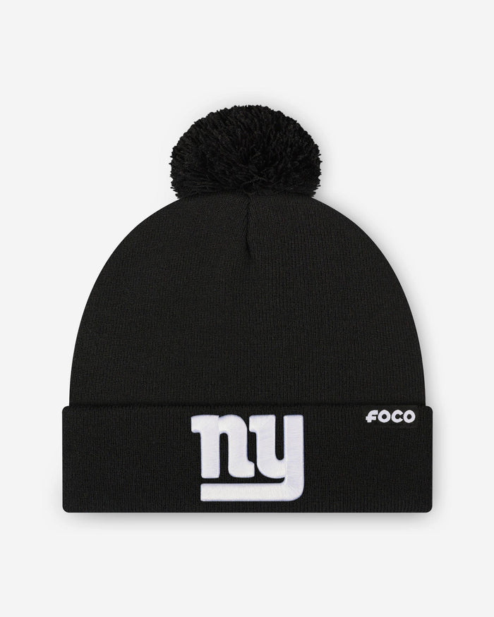 New York Giants Basic Primary Logo Pom Beanie FOCO Black - FOCO.com