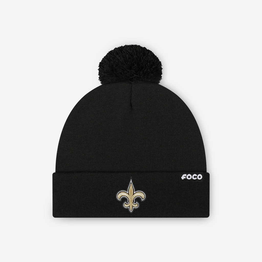 New Orleans Saints Basic Primary Logo Pom Beanie FOCO - FOCO.com