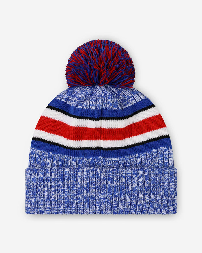 Buffalo Bills Heather Team Stripe Lined Pom Beanie FOCO - FOCO.com