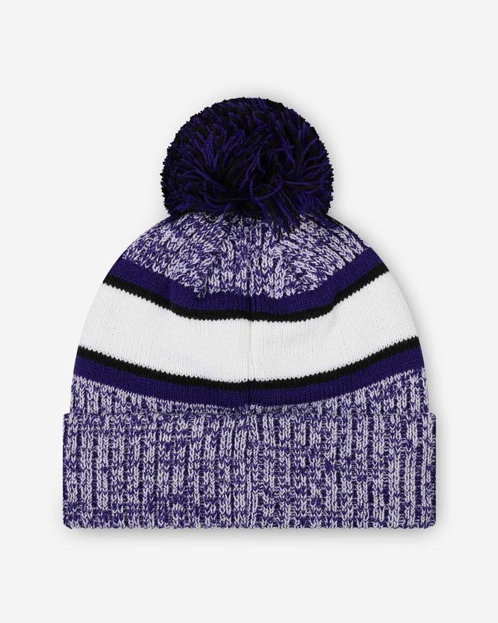 Baltimore Ravens Heather Team Stripe Lined Pom Beanie FOCO - FOCO.com