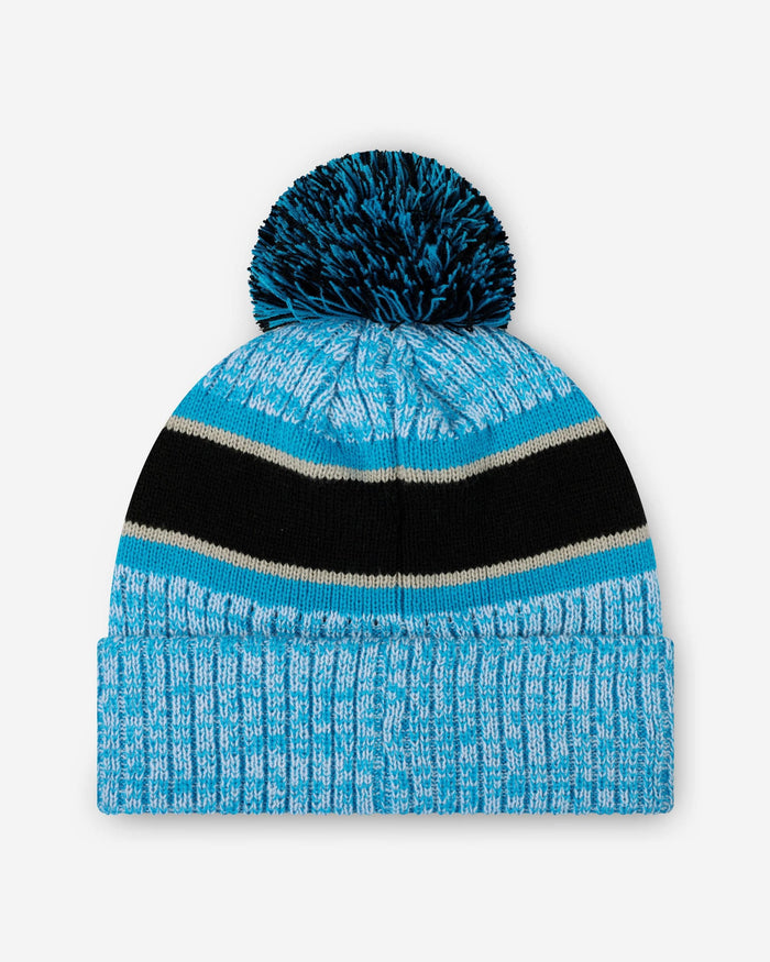 Carolina Panthers Heather Team Stripe Lined Pom Beanie FOCO - FOCO.com