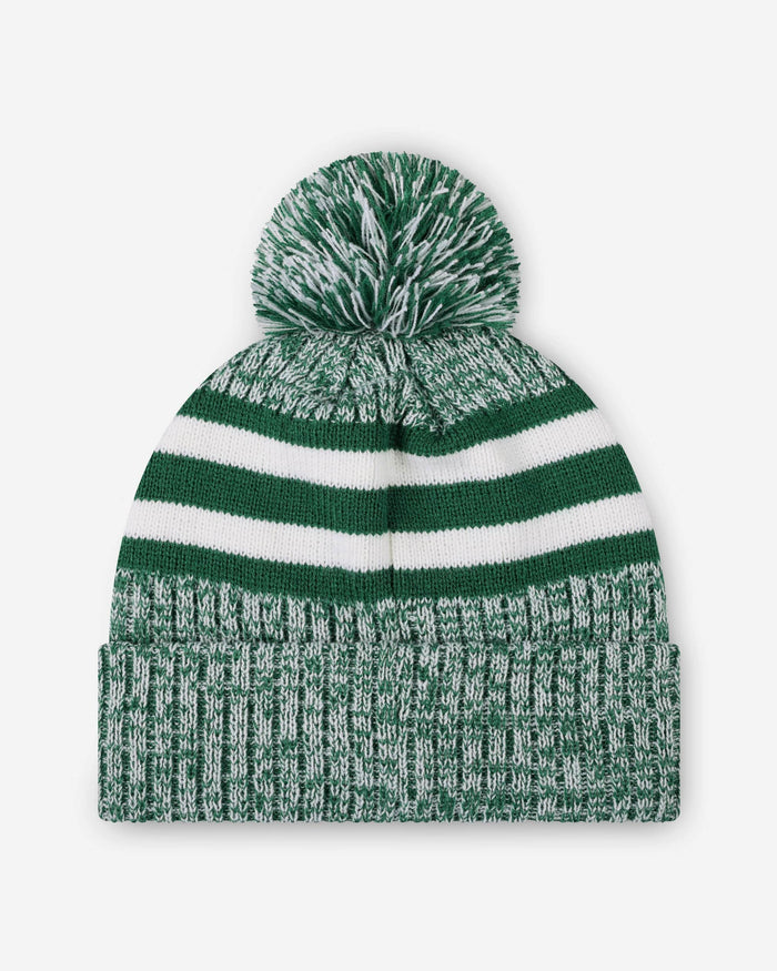 New York Jets Heather Team Stripe Lined Pom Beanie FOCO - FOCO.com