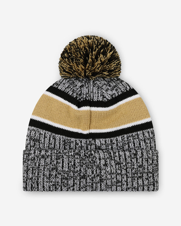 New Orleans Saints Heather Team Stripe Lined Pom Beanie FOCO - FOCO.com