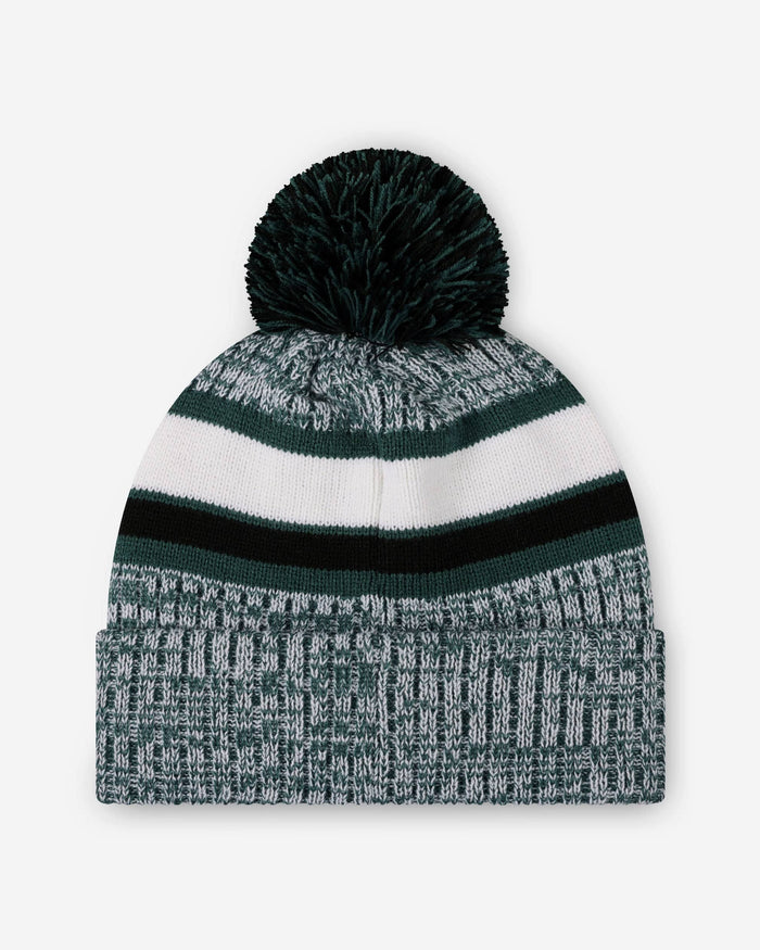 Philadelphia Eagles Heather Team Stripe Lined Pom Beanie FOCO - FOCO.com