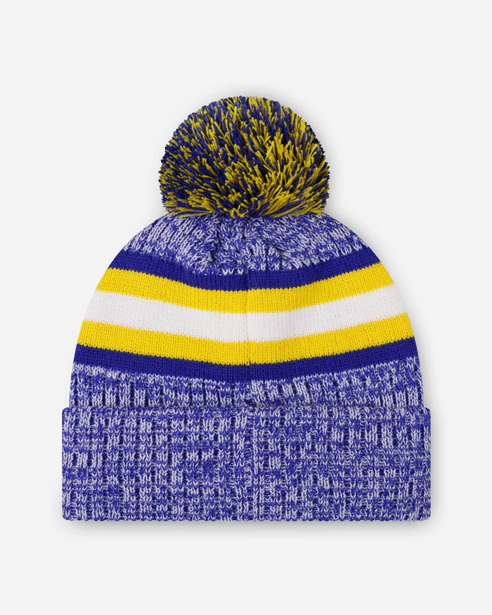 Los Angeles Rams Heather Team Stripe Lined Pom Beanie FOCO - FOCO.com