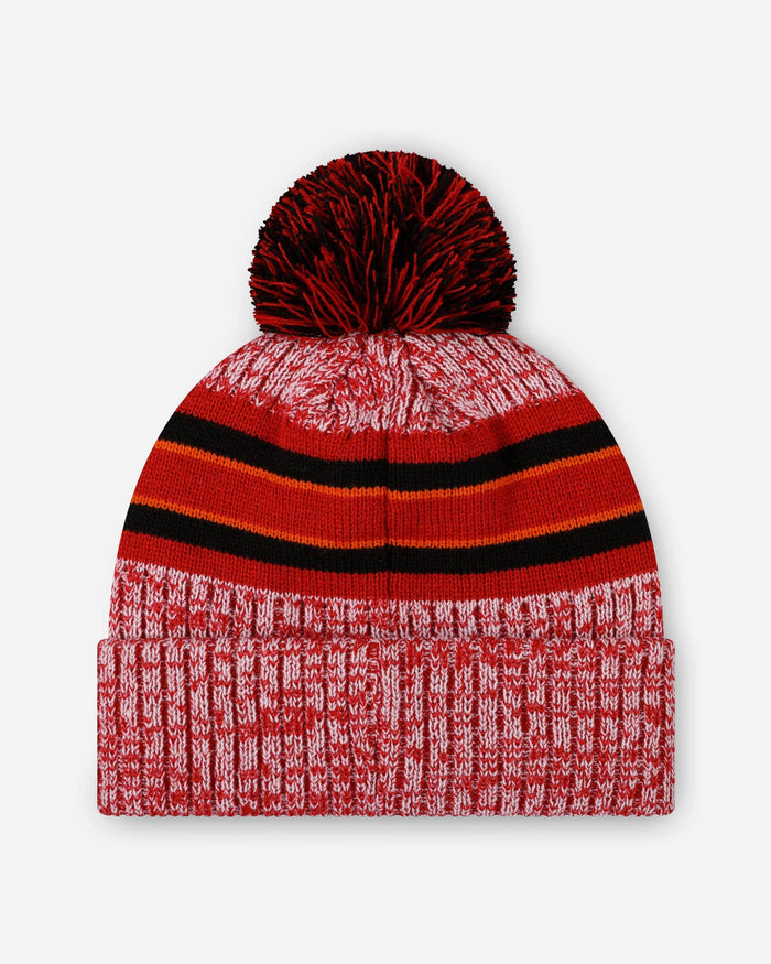 Tampa Bay Buccaneers Heather Team Stripe Lined Pom Beanie FOCO - FOCO.com