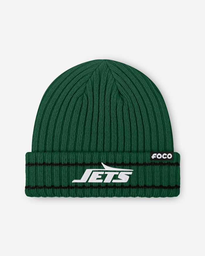 New York Jets Primary Logo Ribbed Beanie FOCO - FOCO.com