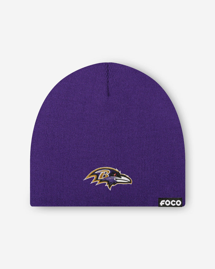 Baltimore Ravens Basic Primary Logo Skull Beanie FOCO - FOCO.com