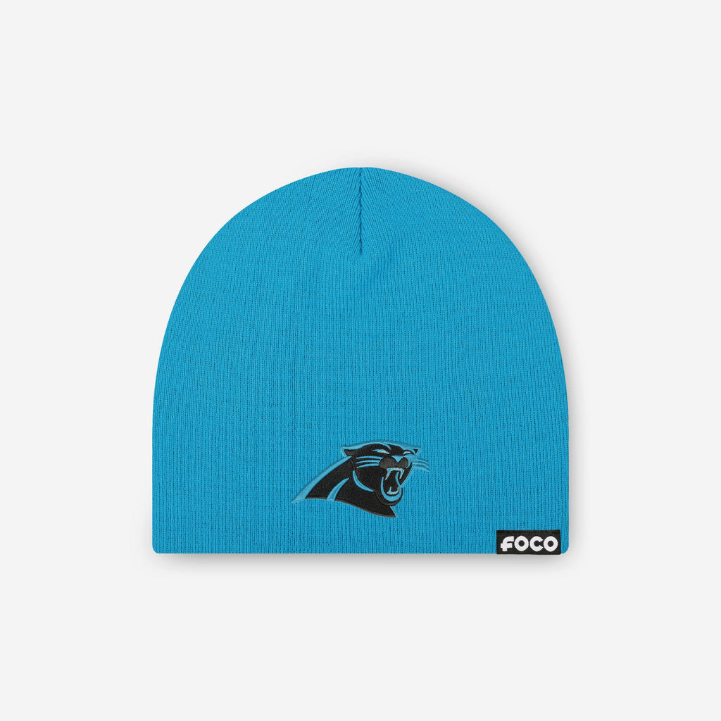 Carolina Panthers Basic Primary Logo Skull Beanie FOCO - FOCO.com