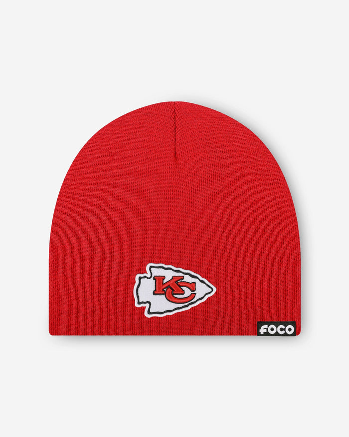 Kansas City Chiefs Basic Primary Logo Skull Beanie FOCO - FOCO.com