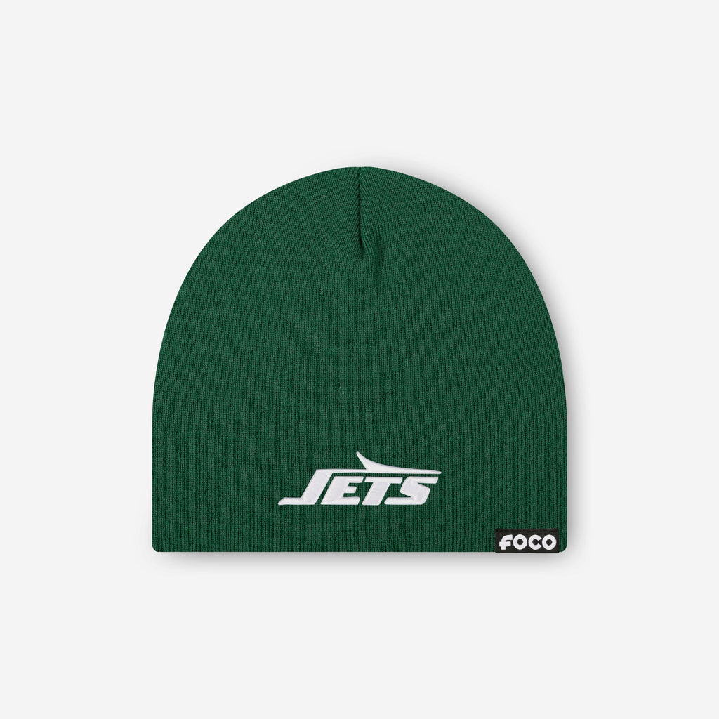 New York Jets Basic Primary Logo Skull Beanie FOCO - FOCO.com