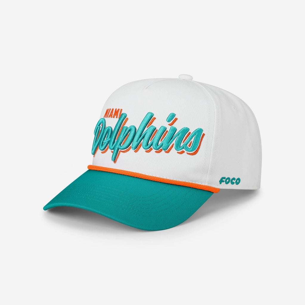 Miami Dolphins Monty Script Marquee RF Cap FOCO - FOCO.com