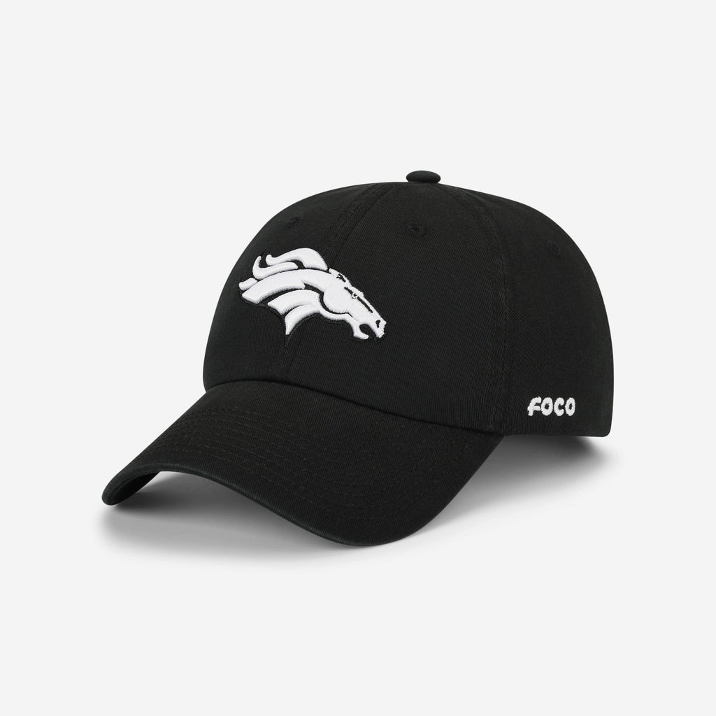 Denver Broncos Black & White Casual Cap FOCO - FOCO.com